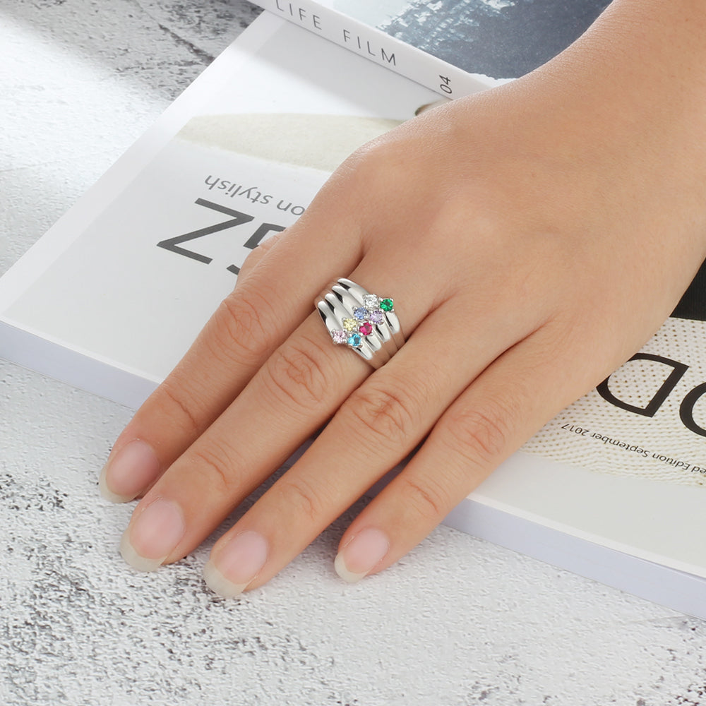 Best Product Birthstone & Engraved Sterling Silver Ring