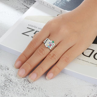 Best Product Birthstone & Engraved Sterling Silver Ring