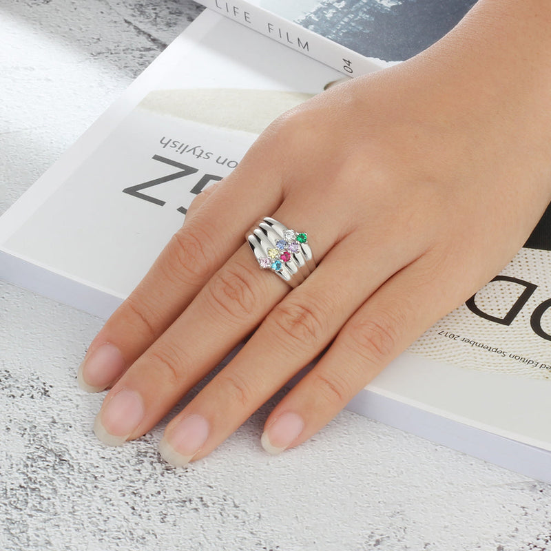 Best Product Birthstone & Engraved Sterling Silver Ring
