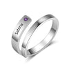 Birthstone & Engraved Stainless Steel Ring