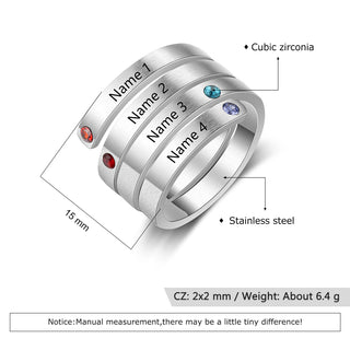 Best Product  Birthstone & Engraved Stainless Steel Ring
