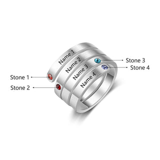 Best Product  Birthstone & Engraved Stainless Steel Ring