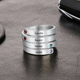 Best Product  Birthstone & Engraved Stainless Steel Ring
