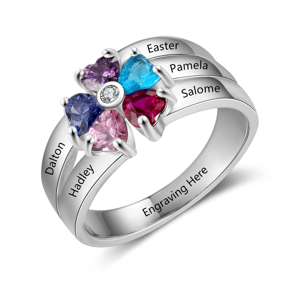 925 Coloful CZ Flower Shape Ring