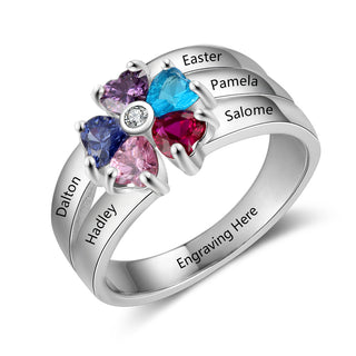 925 Coloful CZ Flower Shape Ring