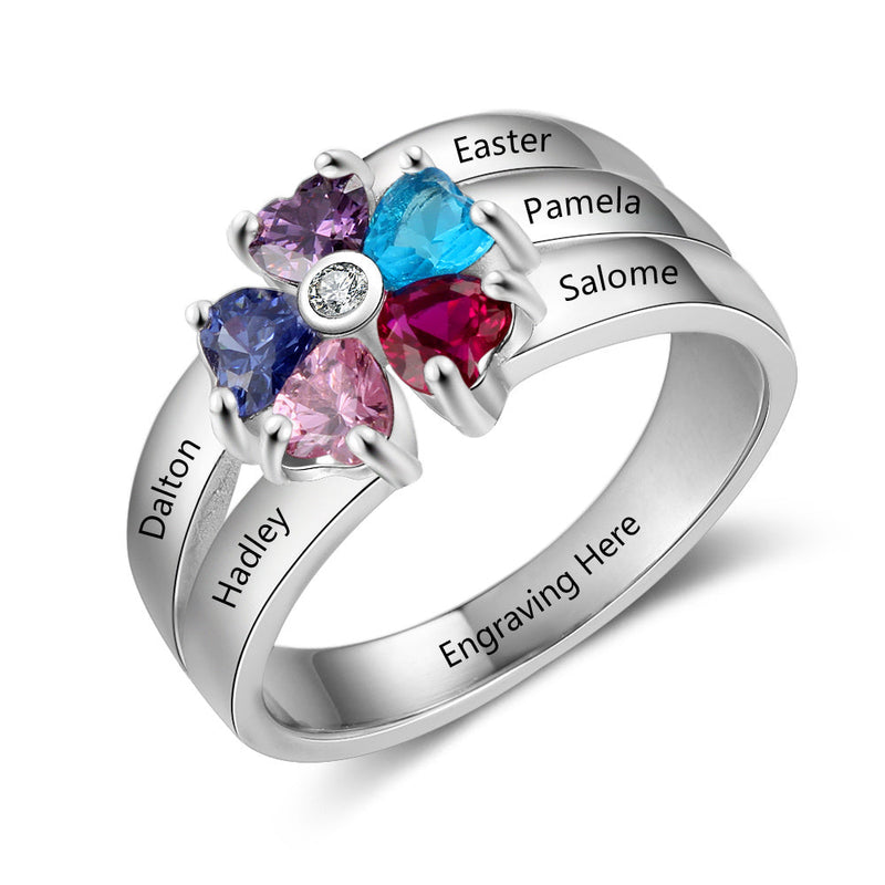 925 Coloful CZ Flower Shape Ring