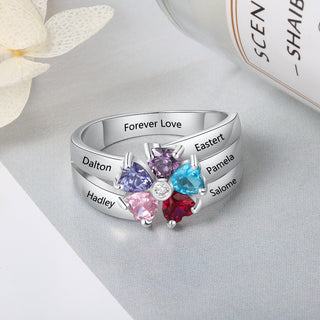 925 Coloful CZ Flower Shape Ring
