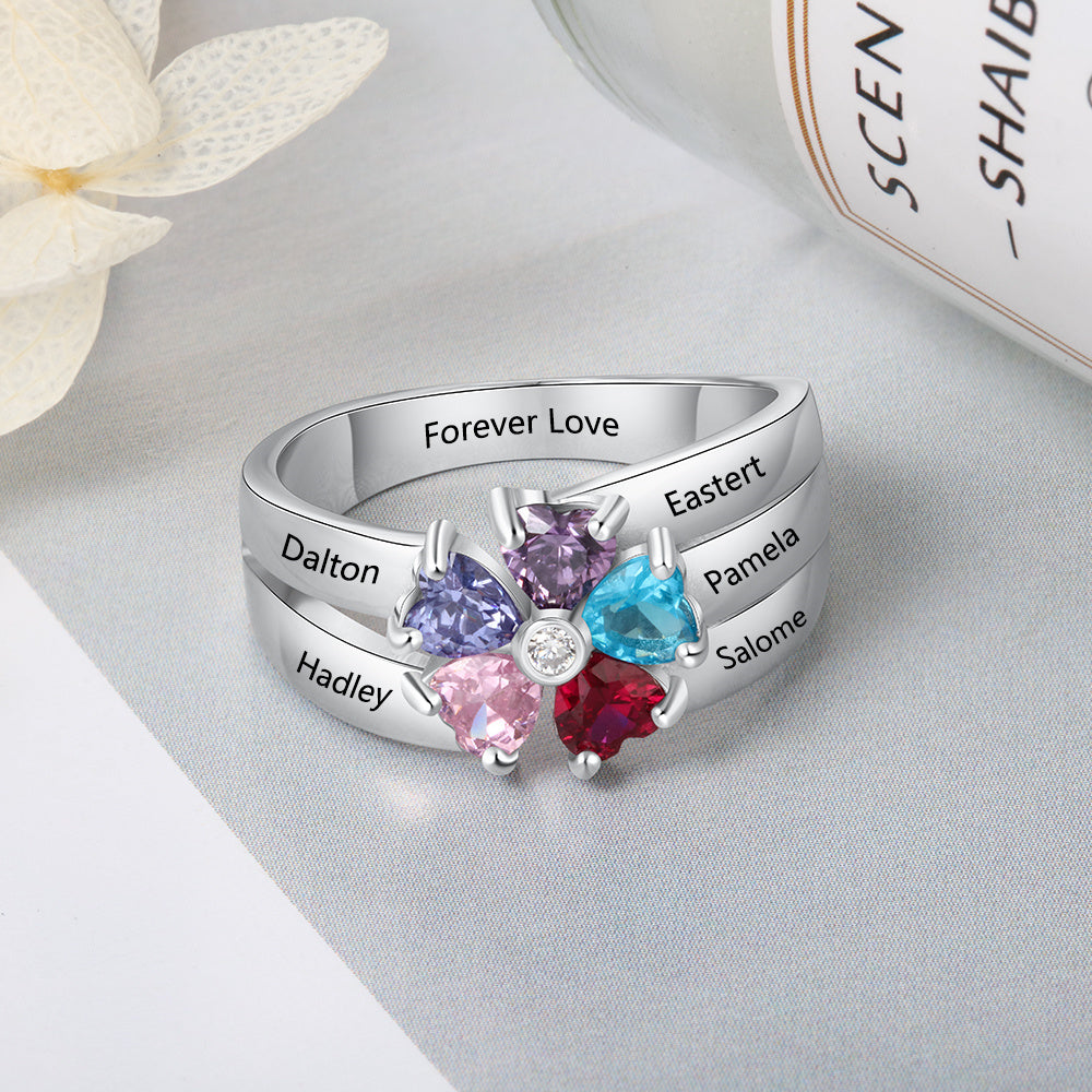 925 Coloful CZ Flower Shape Ring