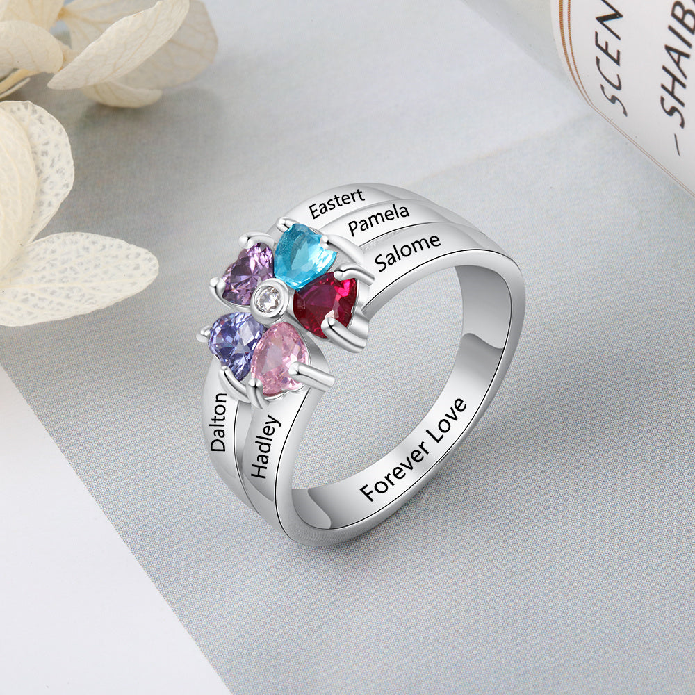 925 Coloful CZ Flower Shape Ring
