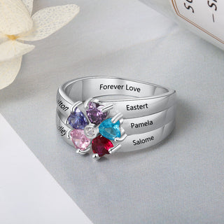 925 Coloful CZ Flower Shape Ring