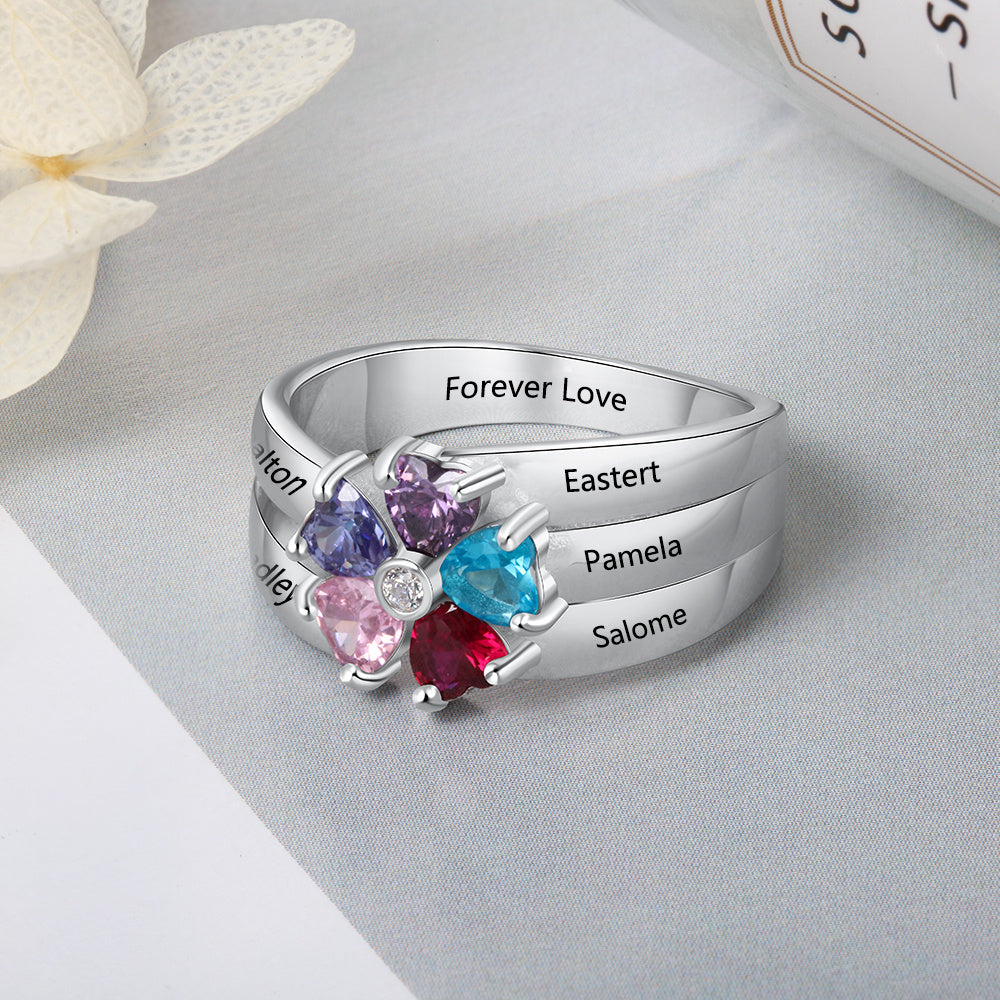 925 Coloful CZ Flower Shape Ring