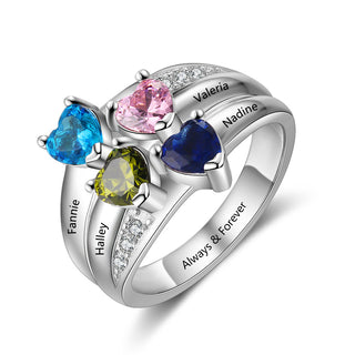 S925 Birthstone Rings with Personalized Names