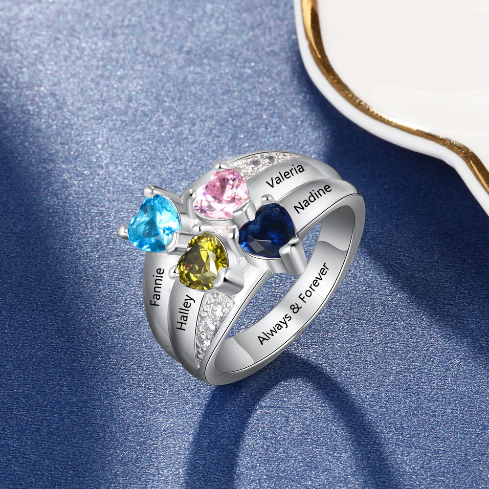 S925 Birthstone Rings with Personalized Names