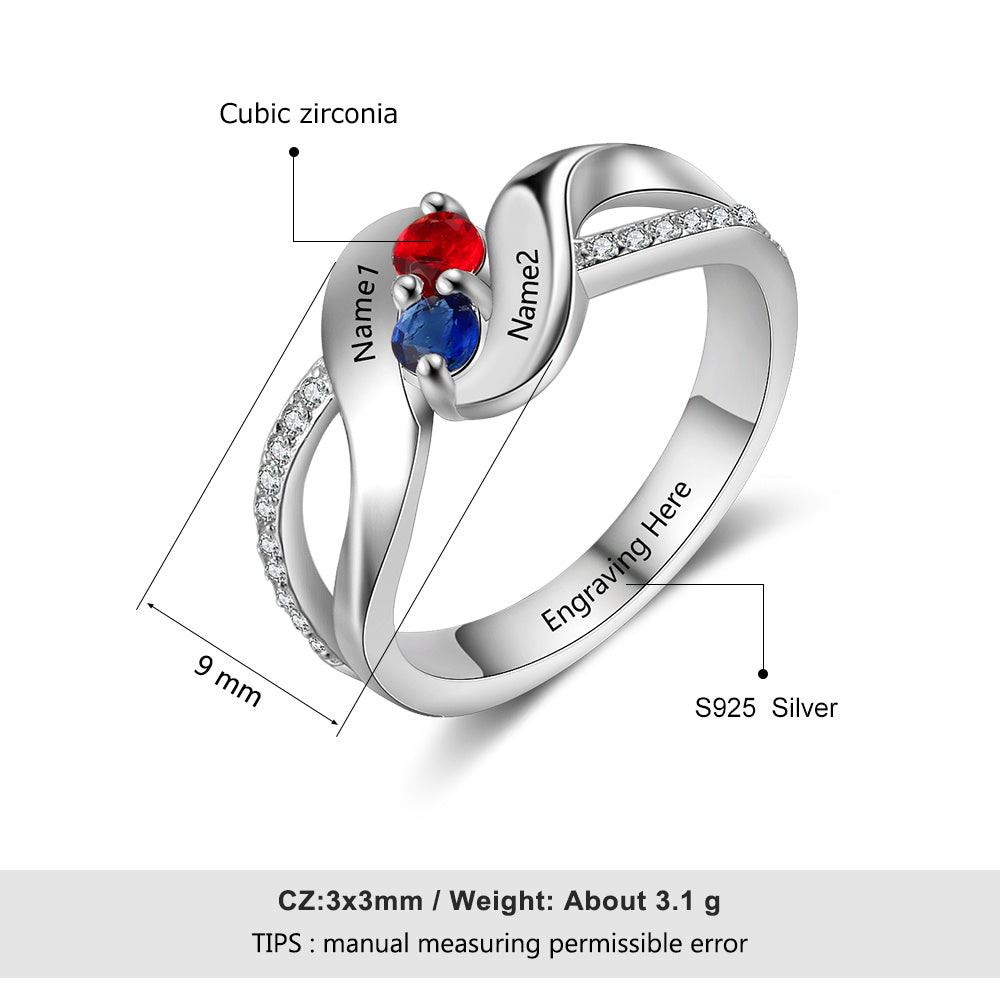 925 Silver CZ Ring with Personalized Name