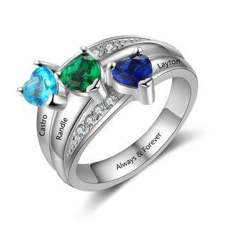 925 Silver Heart Birthstone Rings