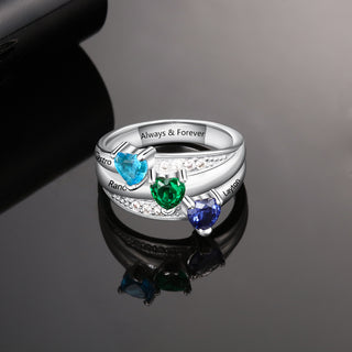 925 Silver Heart Birthstone Rings