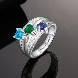 925 Silver Heart Birthstone Rings