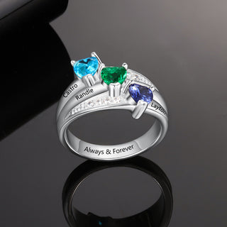 925 Silver Heart Birthstone Rings