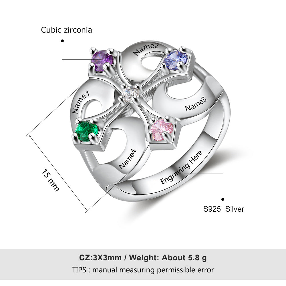 Custom S925 Birthstone Cross Rings