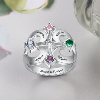Custom S925 Birthstone Cross Rings