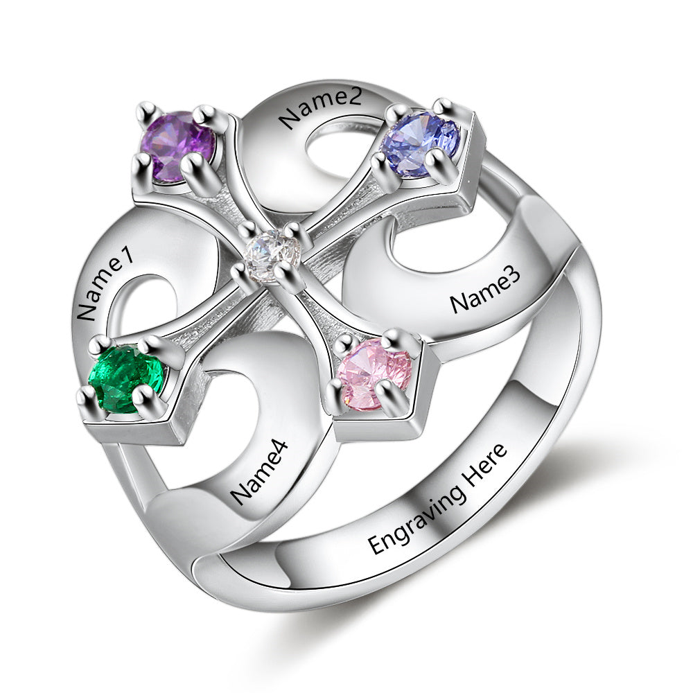 Custom S925 Birthstone Cross Rings