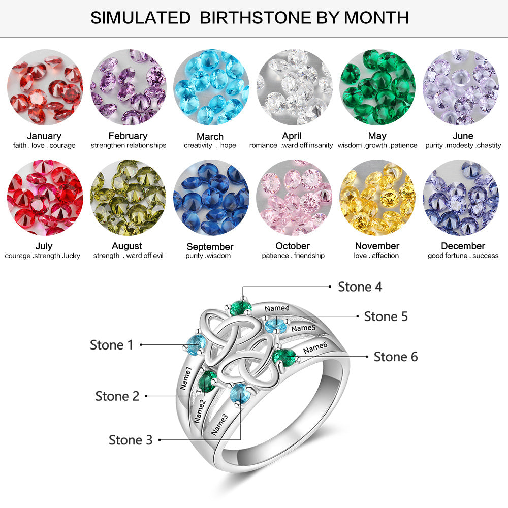 925 Silver Colorful Birthstone Rings