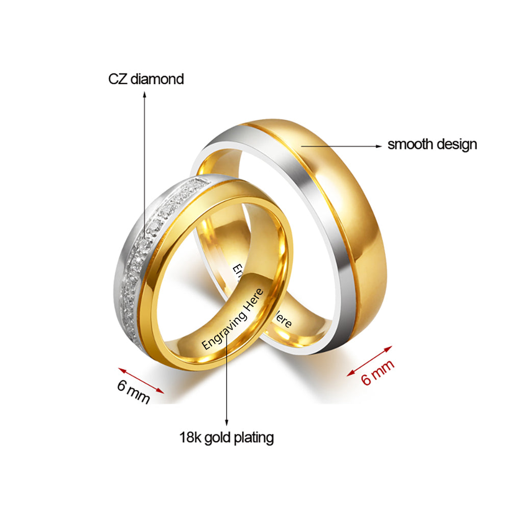 Personalized Stainless Steel Counple Ring