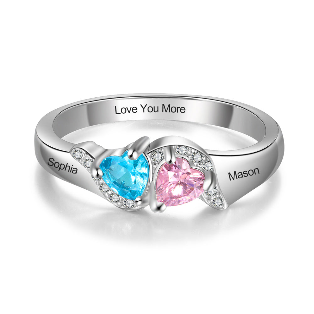 S925 Heart Shape Birthstone Rings