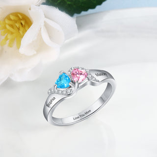 S925 Heart Shape Birthstone Rings