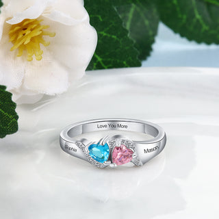 S925 Heart Shape Birthstone Rings