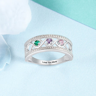 Customized Names 925 Silver Birthstone Ring
