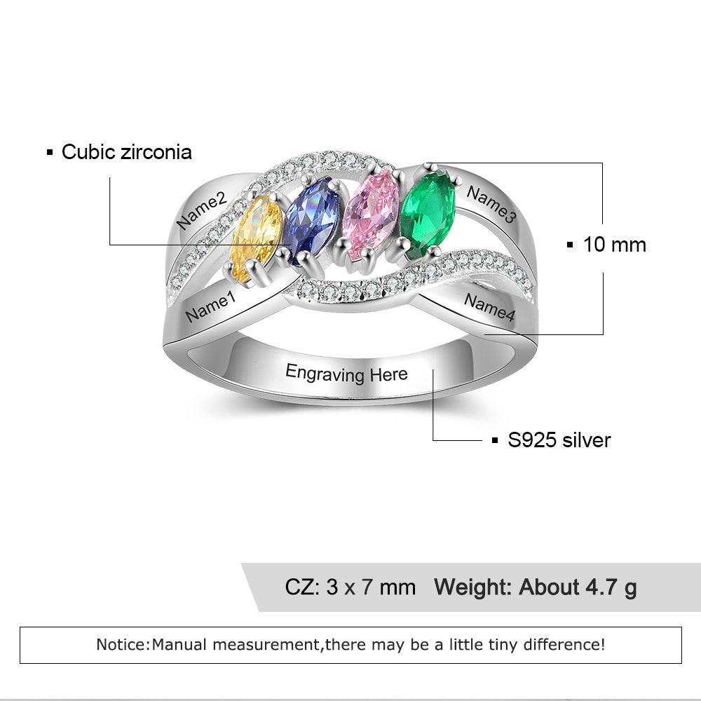 S925 Birthstones Name Rings