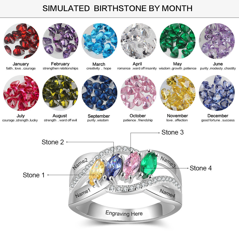 S925 Birthstones Name Rings