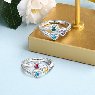 925 Sterling Silver Heart Shape Birthstone Ring