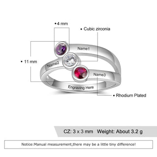 S925 Silver CZ Names Ring