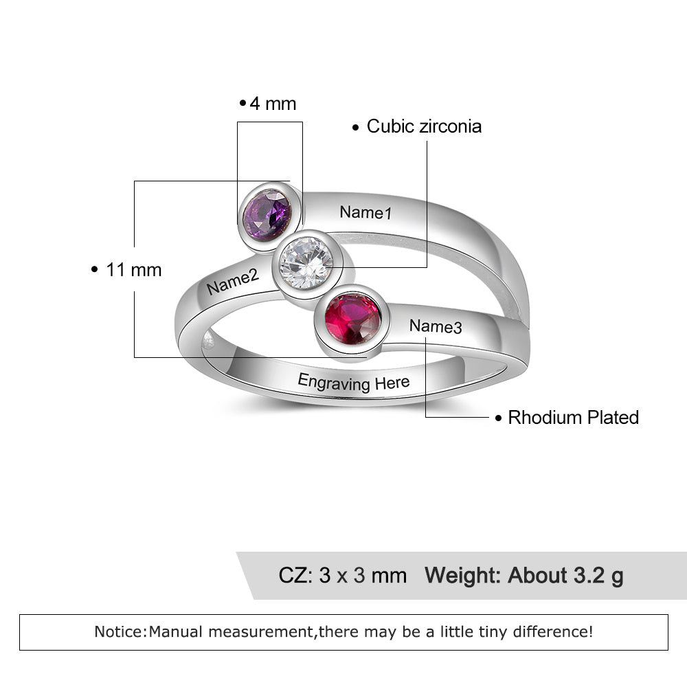 S925 Silver CZ Names Ring