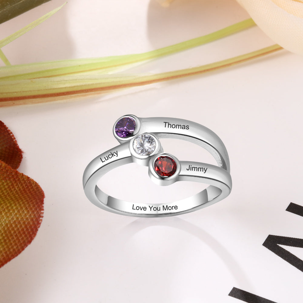S925 Silver CZ Names Ring