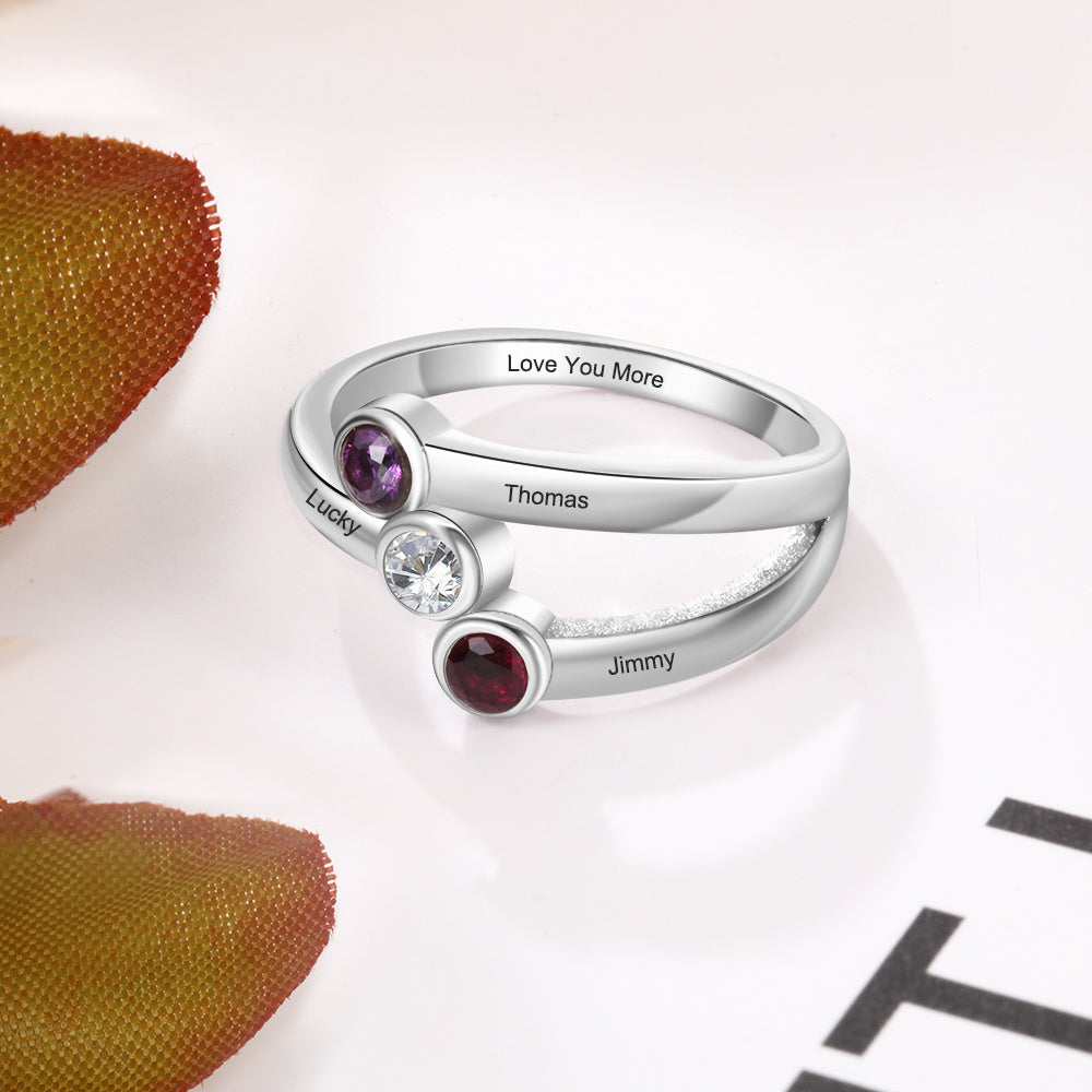 S925 Silver CZ Names Ring
