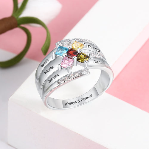 925 Silver Cross Birthstone Rings