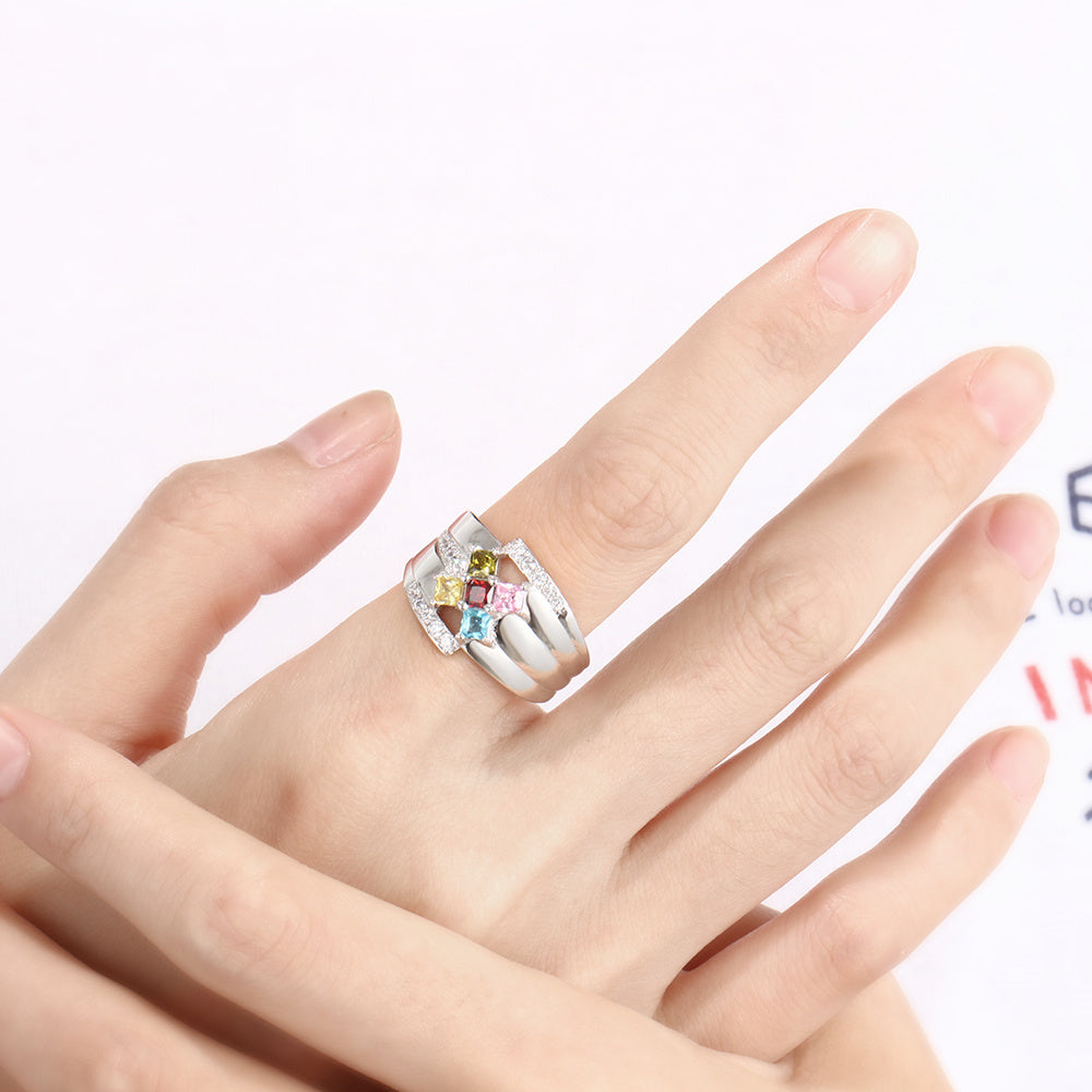 925 Silver Cross Birthstone Rings