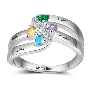 925 Silver Birthstone Name Ring