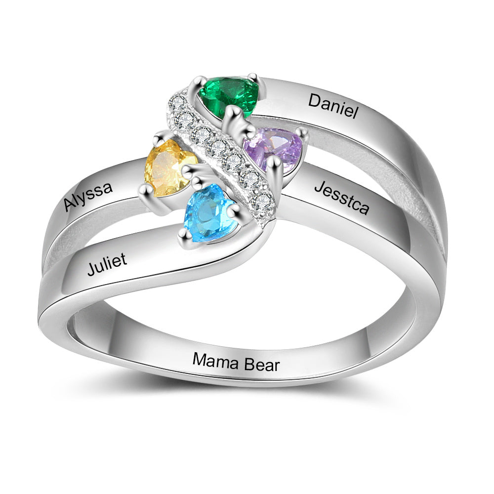 925 Silver Birthstone Name Ring