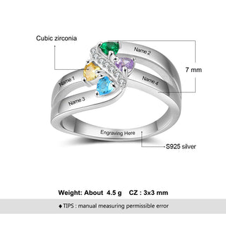 925 Silver Birthstone Name Ring