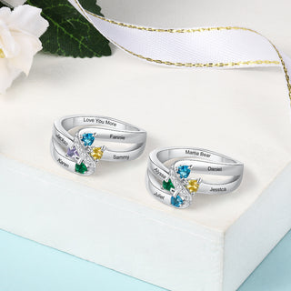 925 Silver Birthstone Name Ring