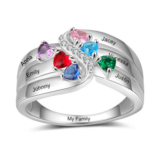 925 Sterling Silver Personalized Names CZ Ring