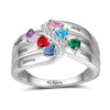 925 Sterling Silver Personalized Names CZ Ring