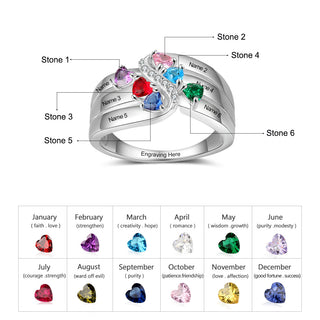 925 Sterling Silver Personalized Names CZ Ring