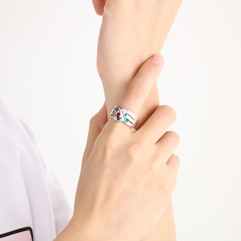925 Sterling Silver Personalized Names CZ Ring
