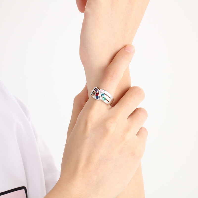 925 Sterling Silver Personalized Names CZ Ring