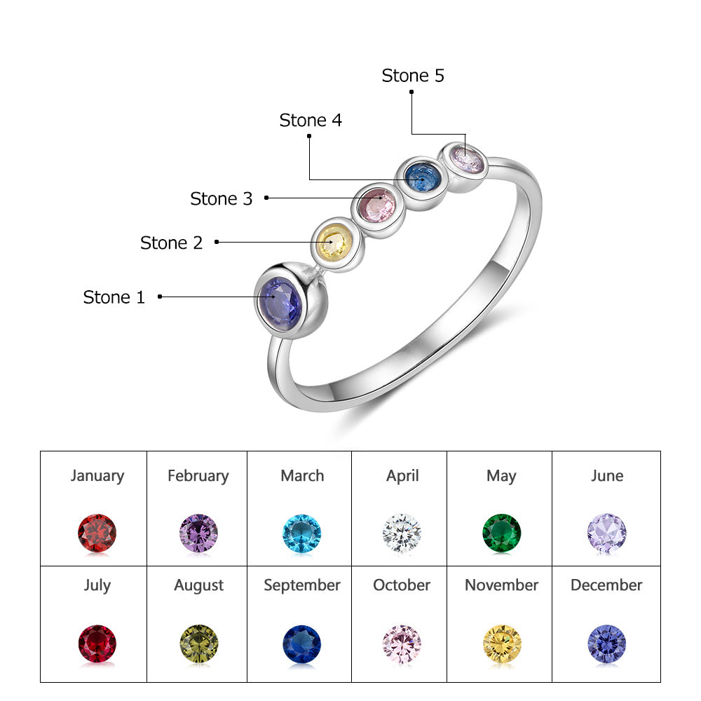 Custom 925 Sterling Silver Birthstones Rings